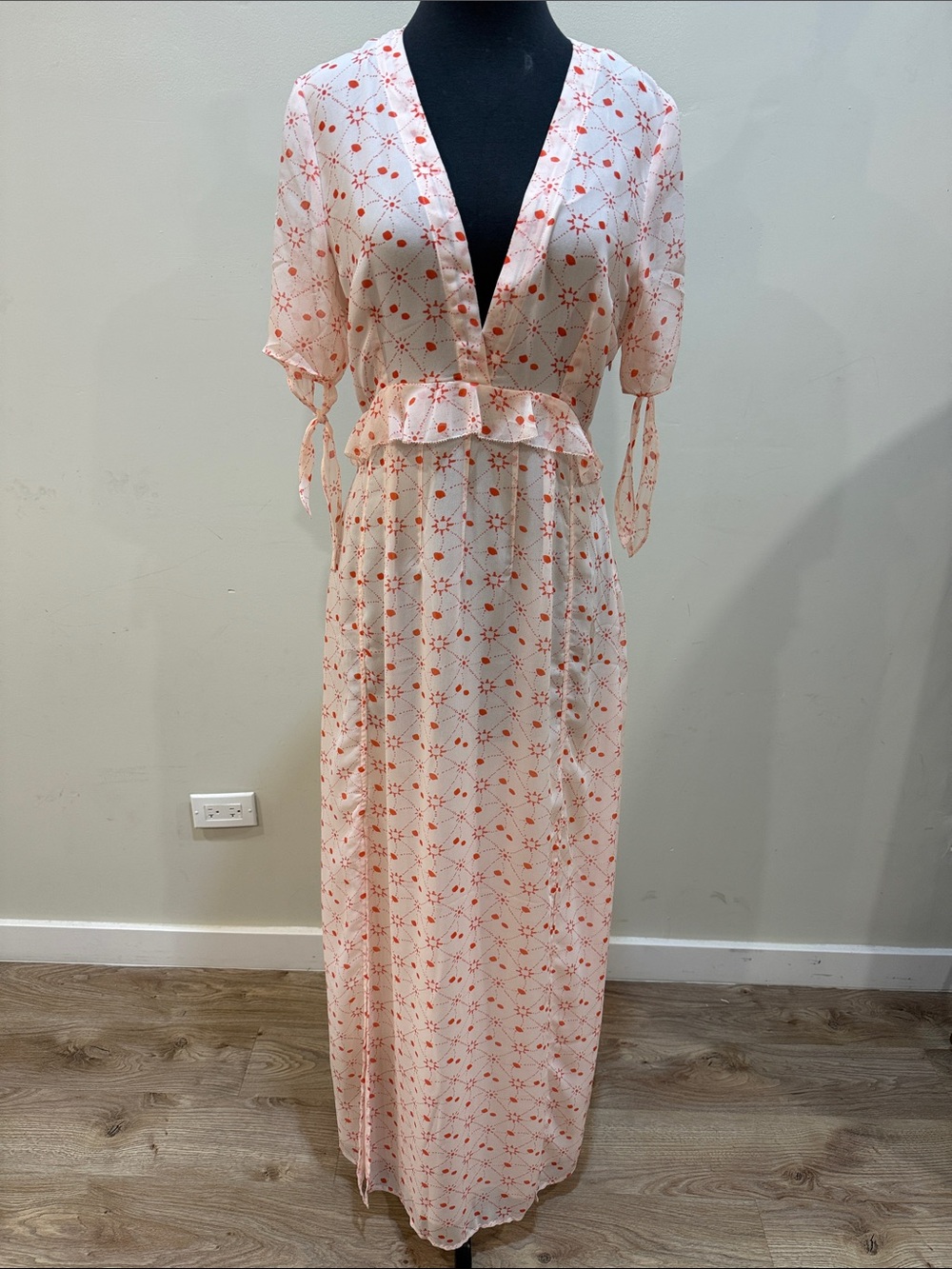 Avec Les Filles pink and red celestial print maxi dress